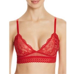 Palindrome Kitty Lace Bralette Racer Red Size Medium